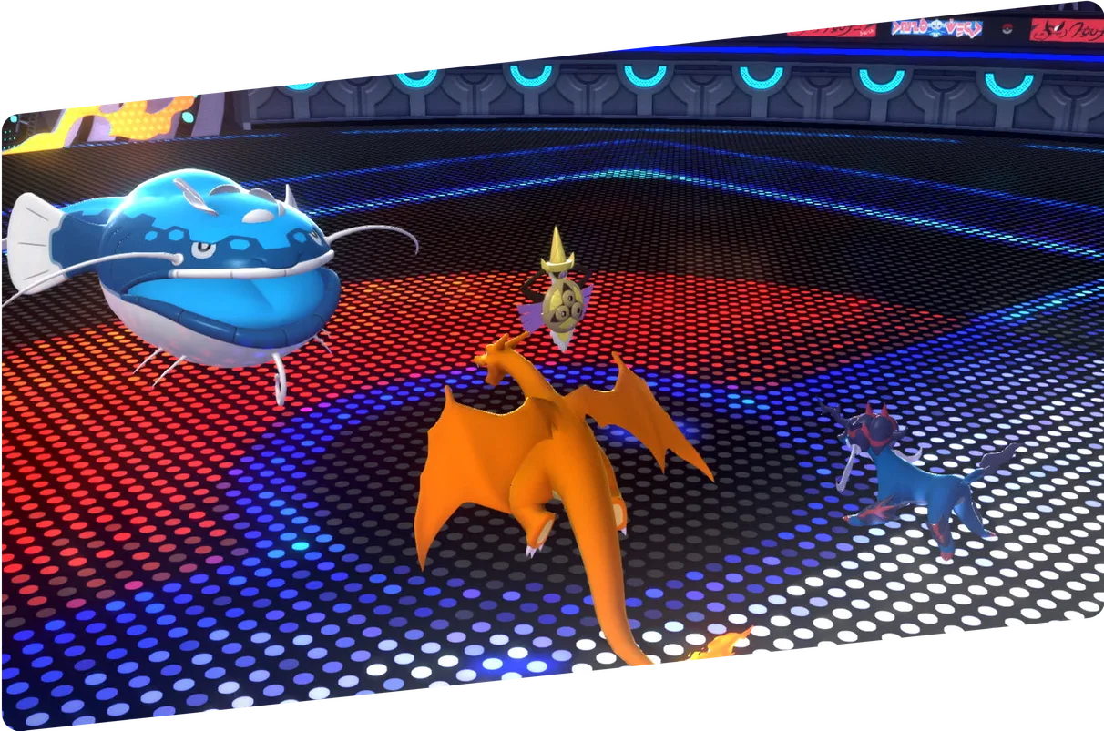 Dondozo and Aegislash facing Charizard and Hisuian Samurott in Pokémon Champions