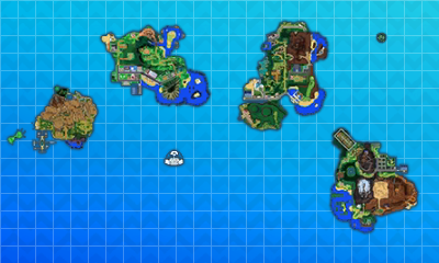 Alola — in-game map from Pokémon Ultra Sun & Ultra Moon
