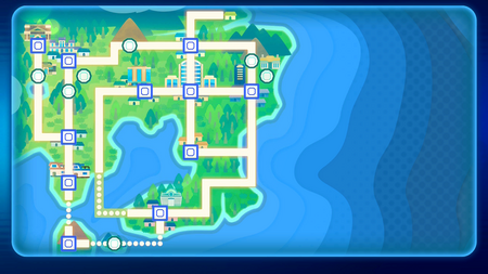 Kanto — in-game map from Pokémon Let’s Go, Pikachu! & Let’s Go, Eevee!