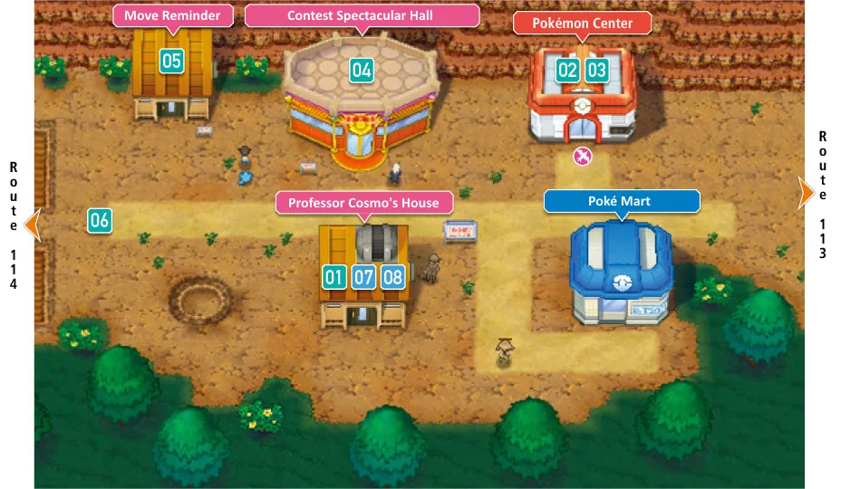 Fallarbor Town — in-game area map from Pokémon Omega Ruby & Alpha Sapphire