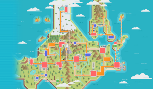 Sinnoh — in-game map from Pokémon Brilliant Diamond & Shining Pearl