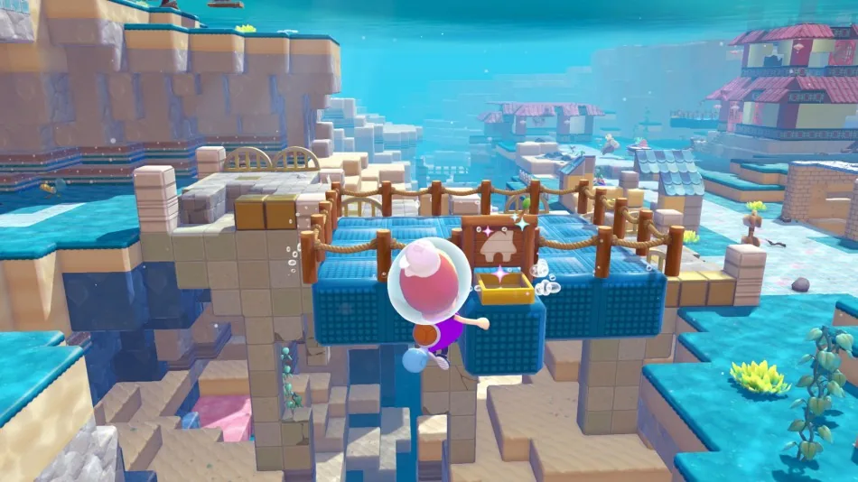 Ditto beside a raised buoyant-block walkway in Bubbly Basin