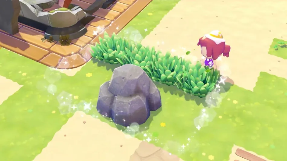 Ditto standing beside a tall-grass habitat